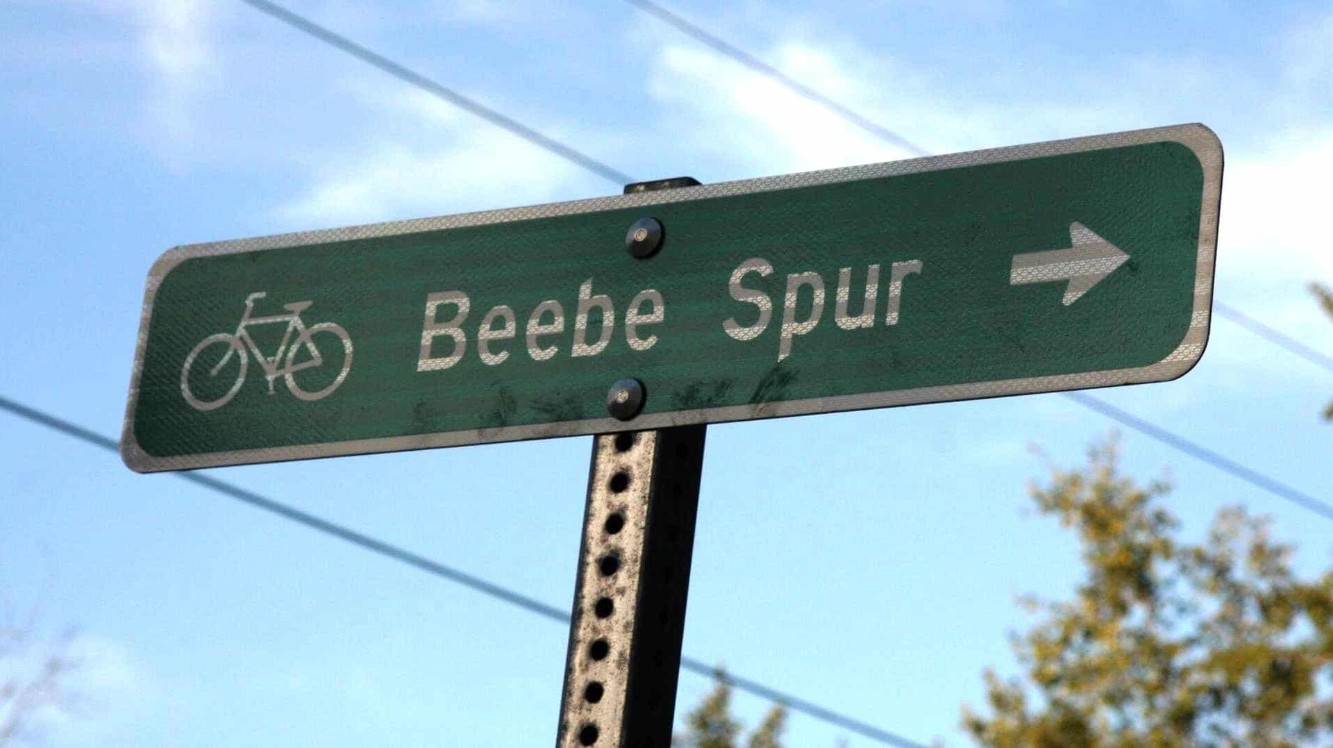 street sign at Beebe Spur trail Easy bike trails near Rabbit Hill Inn|lake at Newport Vermont