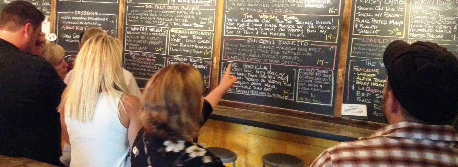Worthy Kitchen chalkboard menu