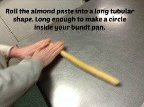 roll the almond paste into long tube shape
