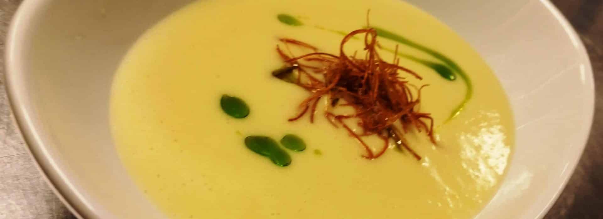 a bowl of potato leek soup recipe|potato leek soup recipe at Rabbit Hill Inn|Potato Leek soup recipe from Rabbit Hill Inn