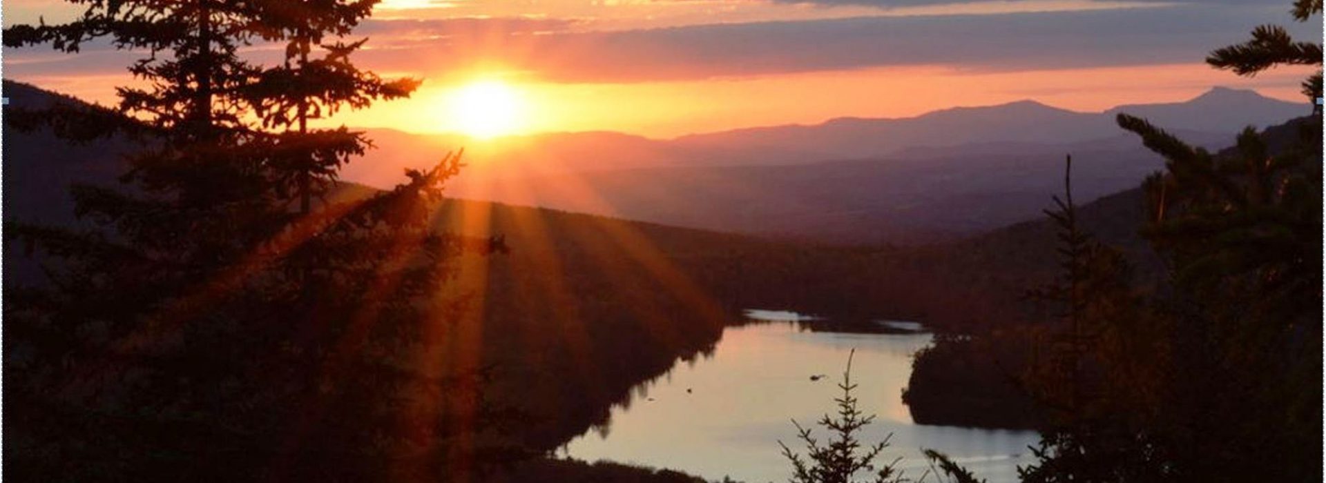 firey sunset over Groton Lake in Vermont