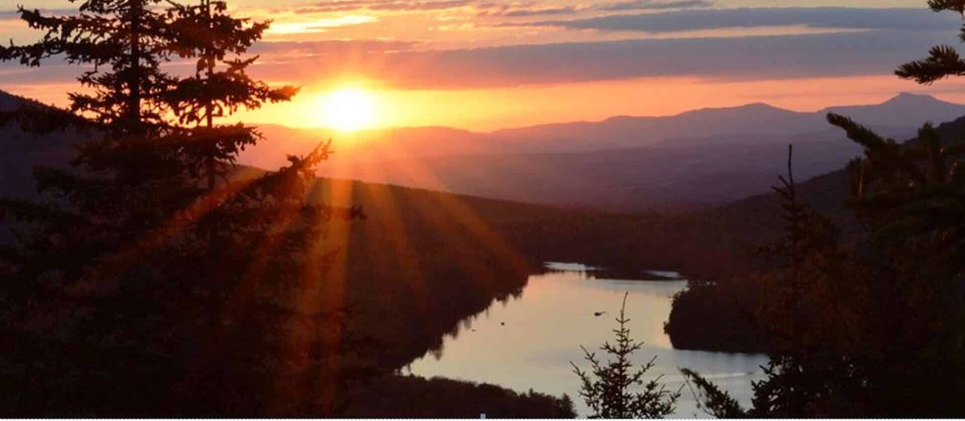 firey sunset over Groton Lake in Vermont