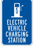a blue electric vehicle charging station sign