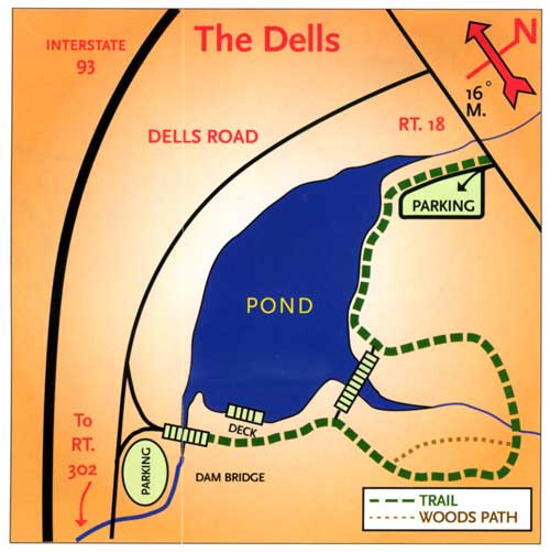 map of The Dells Park and Dells Nature Trail in Littleton New Hampshire