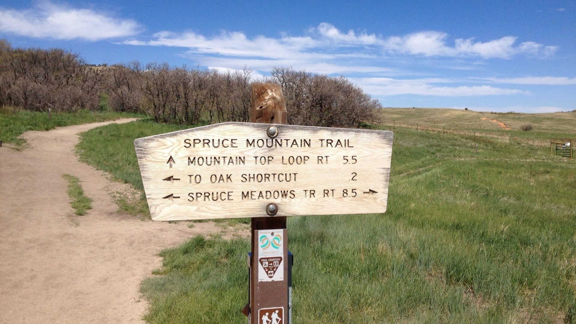 wooden sign at the beginning of Spruce Mountain Hike Trail